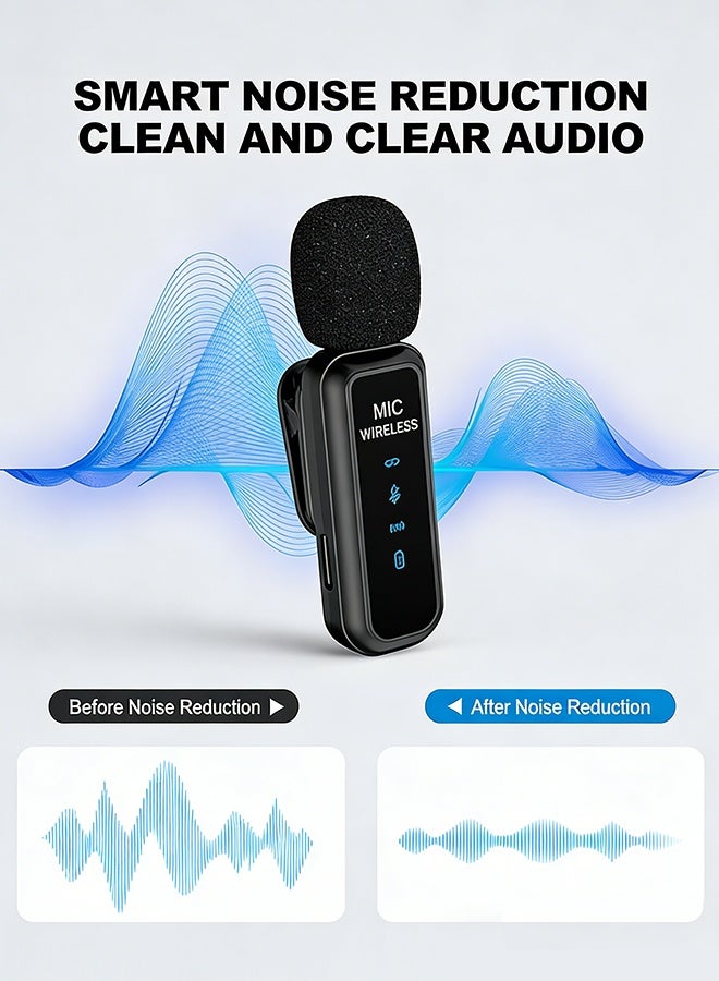 Yaqeen Wireless Microphone for iPhone Ipad & Android Phone, 2 In 1 Wireless Mic with USB C and Lightning Interface, Plug and Play Adaptive Noise Cancellation, Lapel Mic for Video Recording Youtube Podcast Vlogging (2 Pack) - Image 2